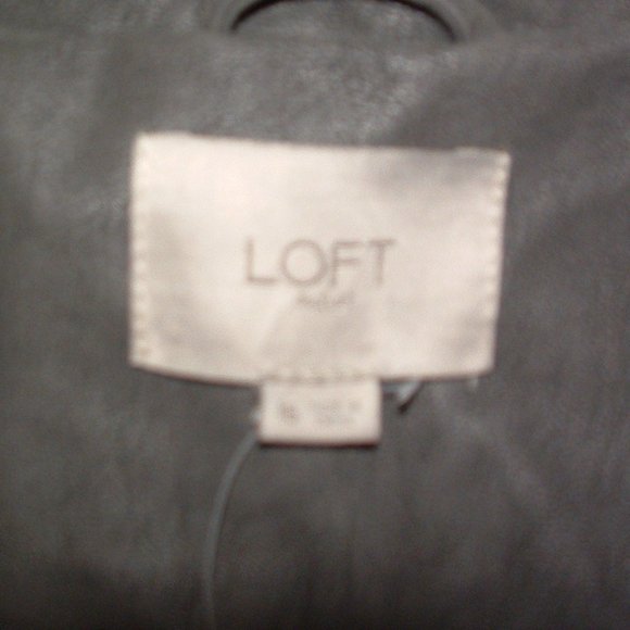Loft Size 16 Gray Faux Nubuck Leather Moto Jacket (NWT) - Picture 4 of 14
